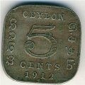 Цейлон 5 центов 1912 год