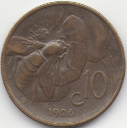 Италия 10 чентезимо 1926 год