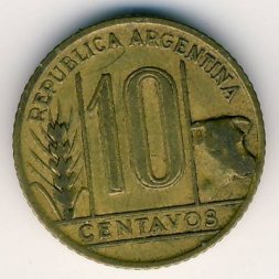 Аргентина 10 сентаво 1942 год