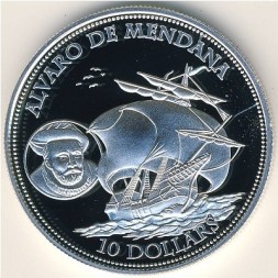 Монета Соломоновы острова 10 долларов 2004 год