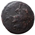 2 копейки 1758 год (номинал над Св. Георгием, гурт надпись) Елизавета Петровна (1741 - 1762) - перечекан - XF