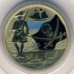 Тувалу 1 доллар 2011 год - Пираты. Калико Джек (цветная эмаль)