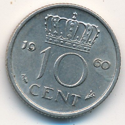 Нидерланды 10 центов 1960 год