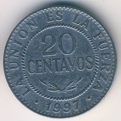 Боливия 20 сентаво 1997 год