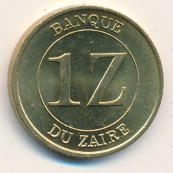 Монета Заир 1 заир 1987 год