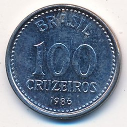 Бразилия 100 крузейро 1986 год
