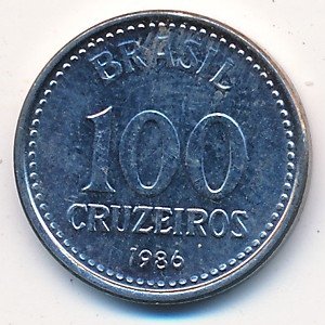 Бразилия 100 крузейро 1986 год