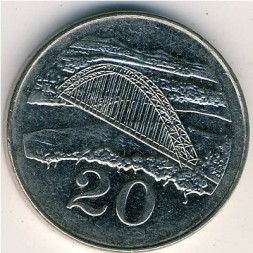 Монета Зимбабве 20 центов 2001 год - Мост Бэтченоу