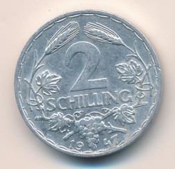 Монета Австрия 2 шиллинга 1947 год