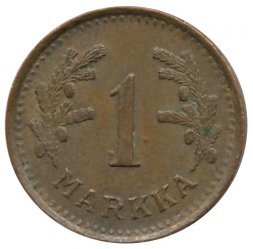 Финляндия 1 марка 1951 год (медь)