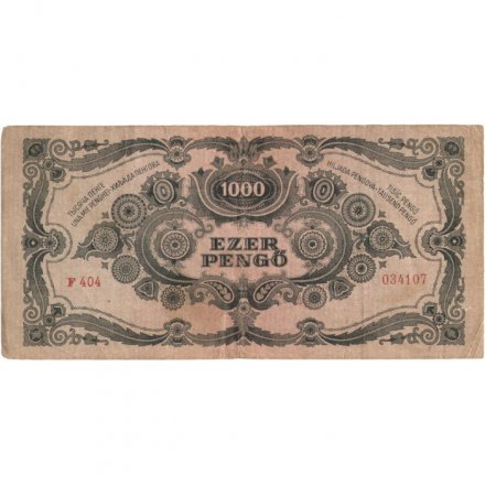Венгрия 1000 пенгё 1945 год - с маркой - VF