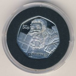 Остров Мэн 50 пенсов 2011 год - Рождество. Санта Клаус