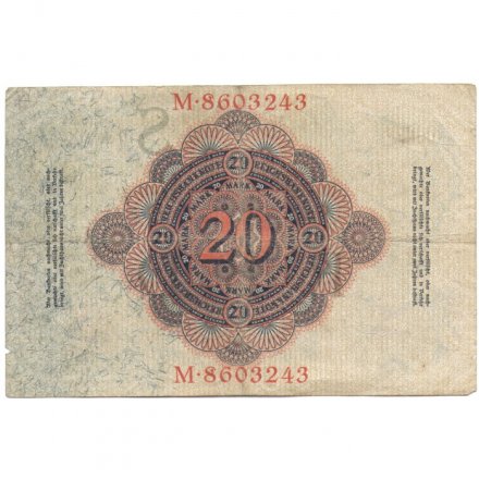 Германия 20 марок 1914 год - F