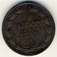 Монета Папская область 1 байоччо 1849 год