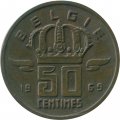 Бельгия 50 сантимов 1969 год BELGIE