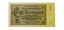 Германия 1 рентная марка 1937 год - узкий номер - частная типография - АU