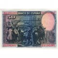 Испания 50 песет 1928 год - Диего Веласкес. Картина «Сдача Бреды» - UNC