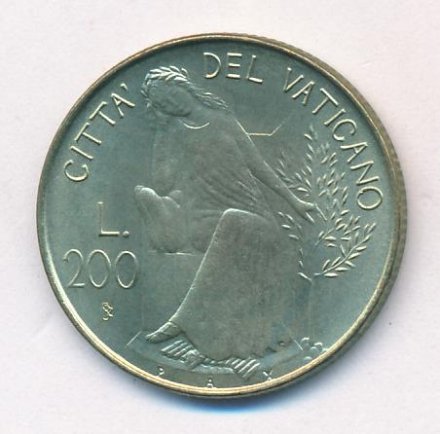 Ватикан 200 лир 1979 год