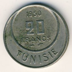 Тунис 20 франков 1950 год