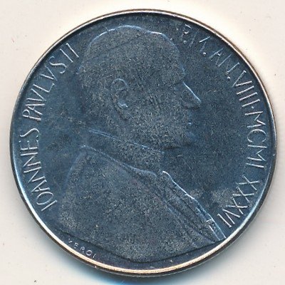 Ватикан 100 лир 1986 год