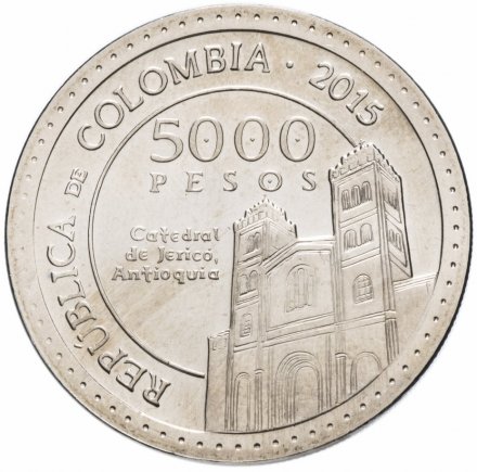 Колумбия 5000 песо 2015 год - Лаура Святой Екатерины Сиенской
