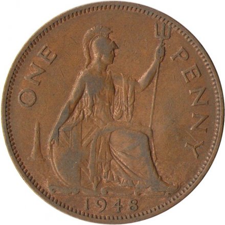 Великобритания 1 пенни 1948 год (бронза)