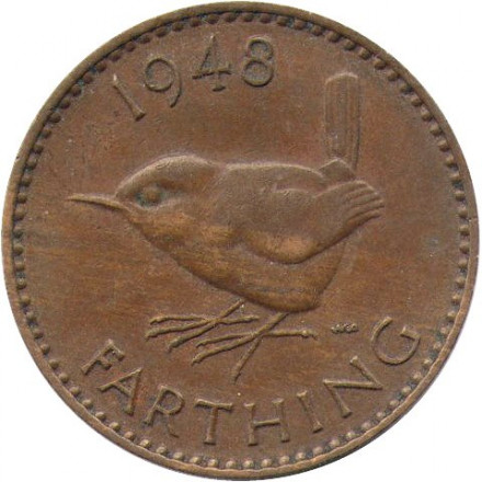 Великобритания 1 фартинг 1948 год - Крапивник