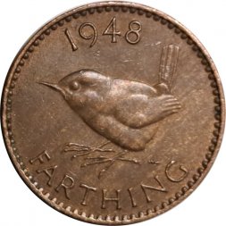 Великобритания 1 фартинг 1948 год - Крапивник