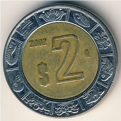 Мексика 2 песо 2002 год - Хохлатый сокол