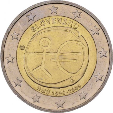 Словакия 2 евро 2009 год - 10 лет валютному союзу