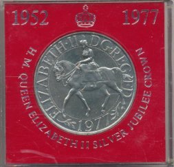 Великобритания 25 новых пенсов 1977 год - Cеребряный юбилей правления Елизаветы II (медь-никель)(в капсуле)