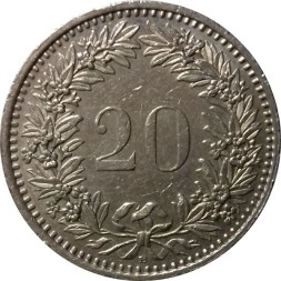 Швейцария 20 раппенов 1988 год