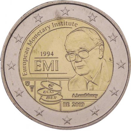 Бельгия 2 евро 2019 год - 25-летие Европейского валютного института (EMI)