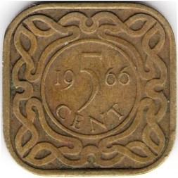 Суринам 5 центов 1966 год (без отметки &quot;рыба&quot;)