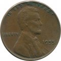США 1 цент 1955 год - Авраам Линкольн (без отметки МД)