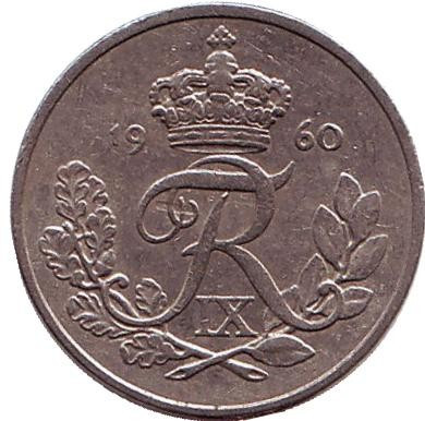 Дания 10 эре 1960 год - Фредерик IX (старый тип)