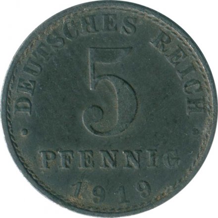 Германия 5 пфеннигов 1919 год (A)