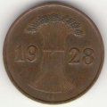 Веймарская республика 1 рейхспфенниг 1928 год (A)