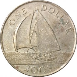 Бермудские острова 1 доллар 2008 год - Парусная лодка (F)
