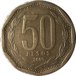 Чили 50 песо 2009 год - Бернардо О’Хиггинс