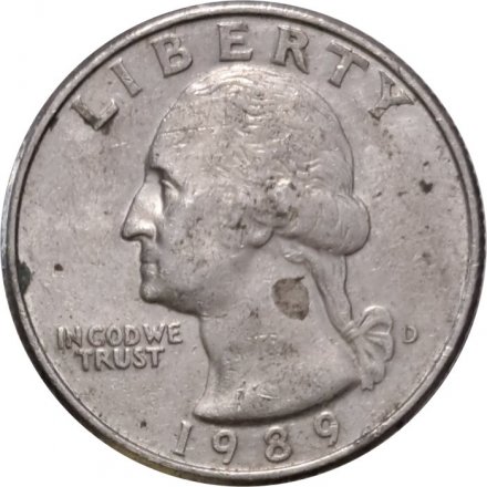 США 25 центов (1/4 доллара) 1989 год (D)