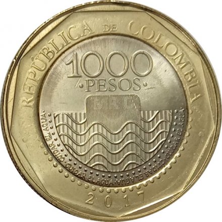 Колумбия 1000 песо 2017 год - Морская черепаха