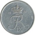 Дания 1 эре 1971 год - Король Фредерик IX
