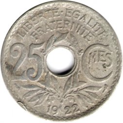 Франция 25 сантимов 1922 год - F