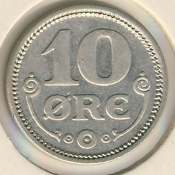 Дания 10 эре 1915 год
