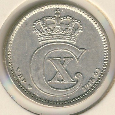 Дания 10 эре 1915 год