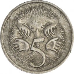 Австралия 5 центов 1969 год - Ехидна