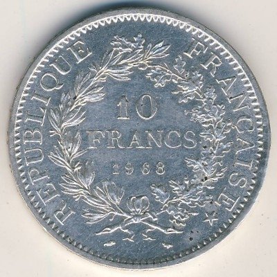Франция 10 франков 1968 год