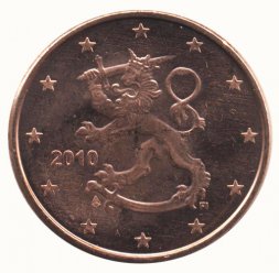 Финляндия 5 евроцентов 2010 год - Герб Финляндии