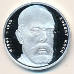 ФРГ 10 марок 1993 год - 150 лет со дня рождения Роберта Коха (Proof)